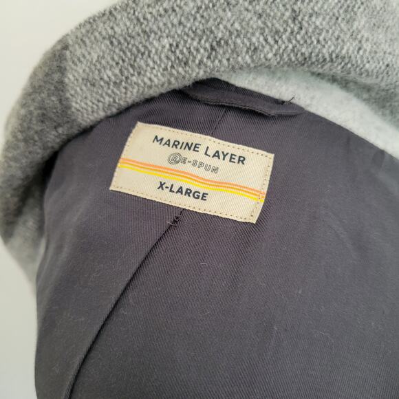 Marine Layer Stephanie Cocoon Coat Gray Buffalo Check Recycled Women XL - Picture 14 of 15